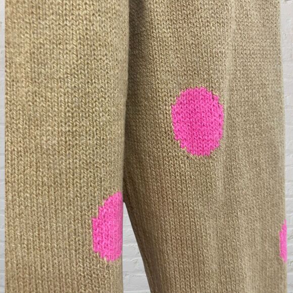 Gap Polka Dot Sweater Size Large Beige Pink V-Neck Wool Blend - Picture 11 of 14